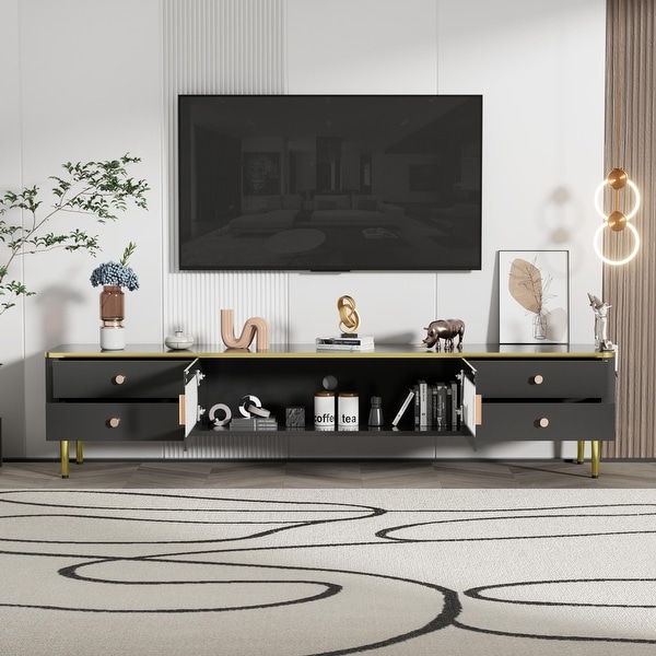 Modern Black TV Stand TV Cabinet Media Console Table for 65 Inch TV 74.00 x 13.80 x 15.70 Bed Bath Beyond 39594377